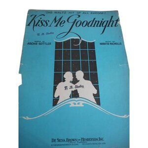 Vtg Sheet Music Piano Ukulele Kiss me Goodnight Play or Frame  1932